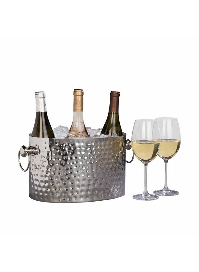 Chic Chill Handcrafted Artisan 3 bottle Champagne and Wine Chiller Silver - Image 1