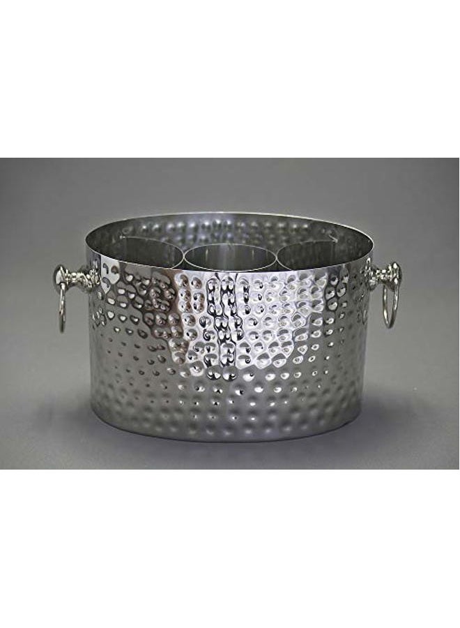 Chic Chill Handcrafted Artisan 3 bottle Champagne and Wine Chiller Silver - Image 2