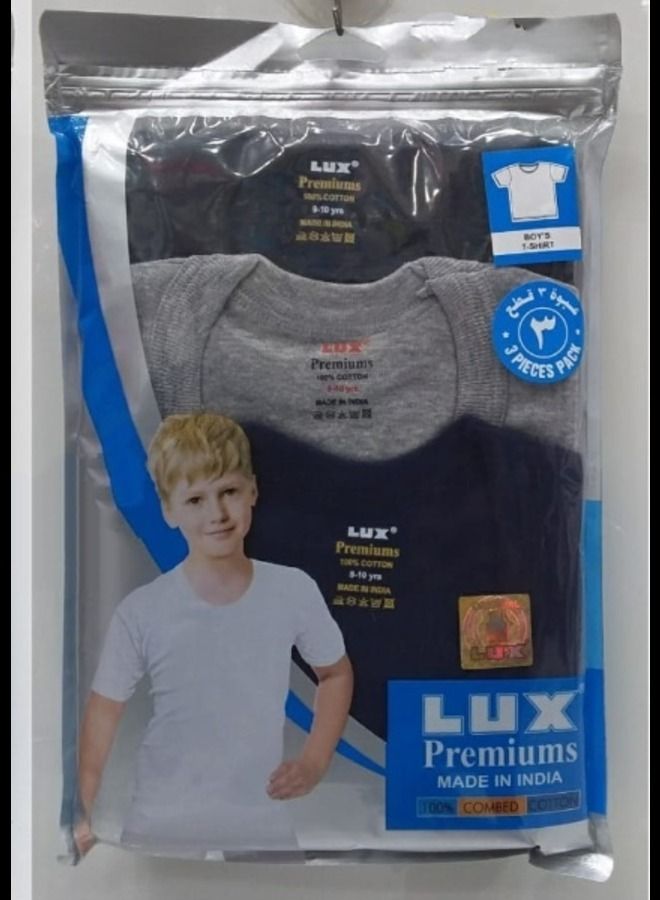 Lux Lux Premium 100% cotton BOY`s T-Shirt Colour pack of 3pcs 