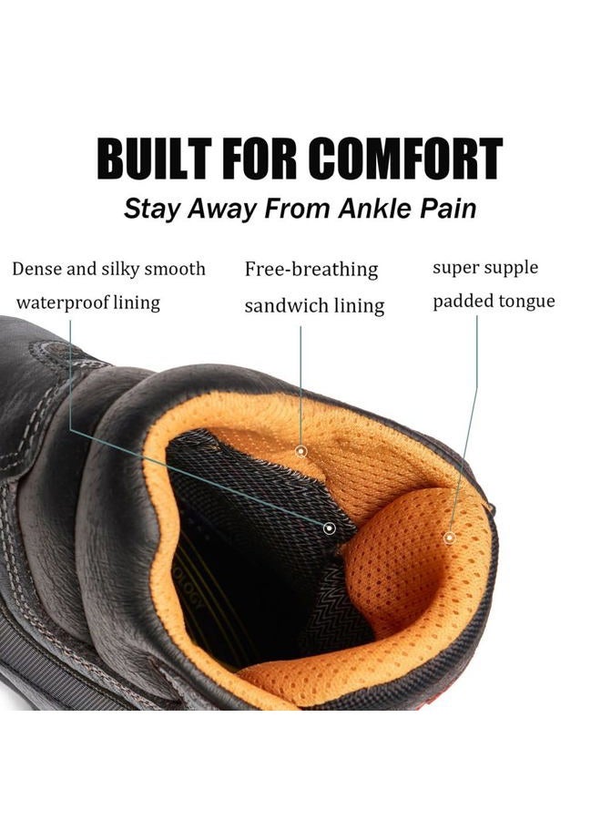 SUREWAY Men's 6" Soft/Steel Toe Heavy Duty Waterproof Work Boot - Leather,Lace Up,Oil/Slip Resistant Dual-Density Comfortable EH Construction Industrial Ankle Safety Men Work Boots,Roofing, Hunting, - Image 5