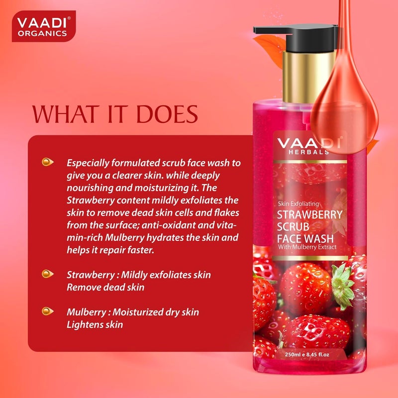 Bug proof seal Skin Exfoliating Organic Strawberry Scrub Face Wash with Mulberry Extract, 250ml/ 8.45 fl oz. Upgraded general material - Image 3