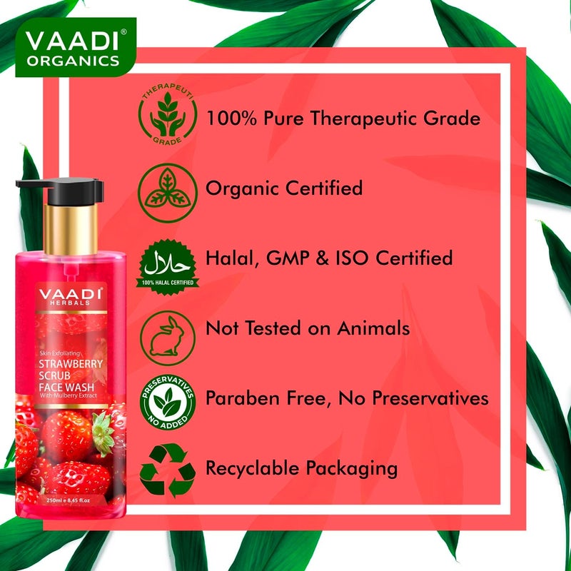 Bug proof seal Skin Exfoliating Organic Strawberry Scrub Face Wash with Mulberry Extract, 250ml/ 8.45 fl oz. Upgraded general material - Image 4
