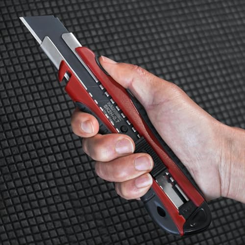 HAUTMEC 25mm Utility Knife Set, Heavy Duty Auto-Lock, Retractable Box Cutter, Wire Stripper Design, with extra 10pcs Ultra sharp Snap-off Sharp Blades HT0205-KN - Image 5