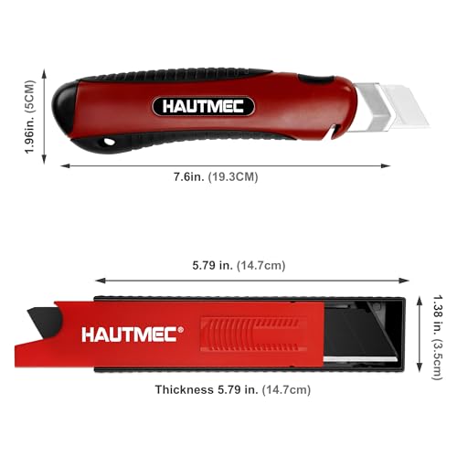 HAUTMEC 25mm Utility Knife Set, Heavy Duty Auto-Lock, Retractable Box Cutter, Wire Stripper Design, with extra 10pcs Ultra sharp Snap-off Sharp Blades HT0205-KN - Image 3