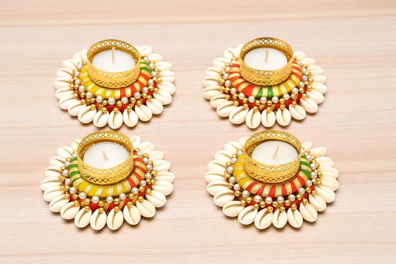 Evisha Unique Tea Light Candles Holder Set with Decorative Diya Tealight Candle Holder for Home Decoration - Handcrafted Diwali Decoration (4 Pcs) Kodi-1 - Image 5
