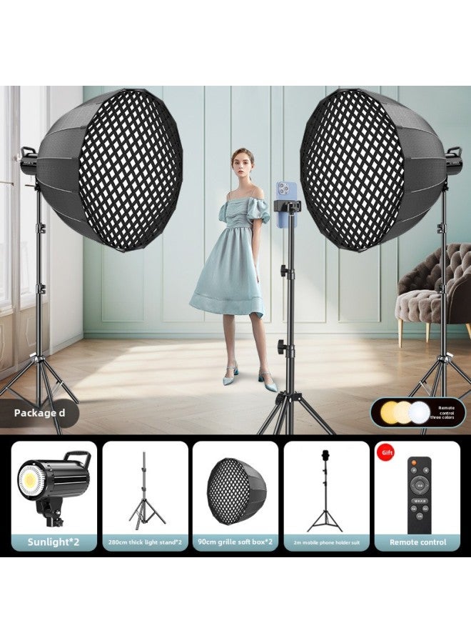 غرفة المعيشة المهنية ملء ضوء مرساة الجمال ضوء ناعم عميق الفم مكافئ صندوق ضوء ناعم فيلم والتلفزيون ضوء طويل مشرق - لون مصدر الضوء: نموذج معدن كوب 90 سم عميق الفم البث المباشر حزمة المهنية د - Image 1