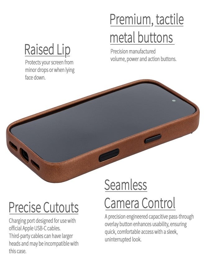 Dockem Genuine Leather Case for iPhone 17 Pro Compatible with MagSafe with Capacitive Camera Control Button (MSGL, Brown) - Image 3