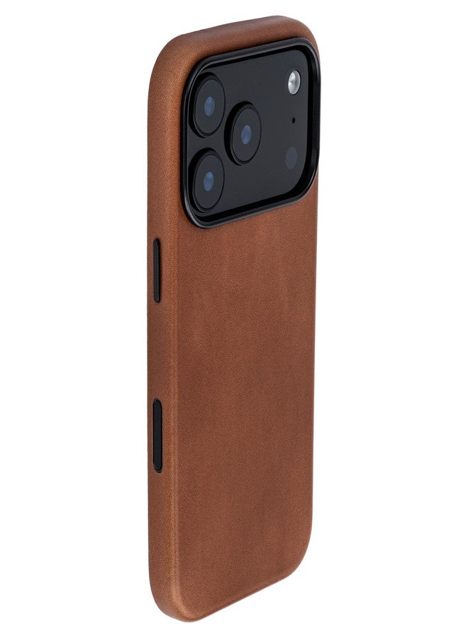 Dockem Genuine Leather Case for iPhone 17 Pro Compatible with MagSafe with Capacitive Camera Control Button (MSGL, Brown) - Image 1