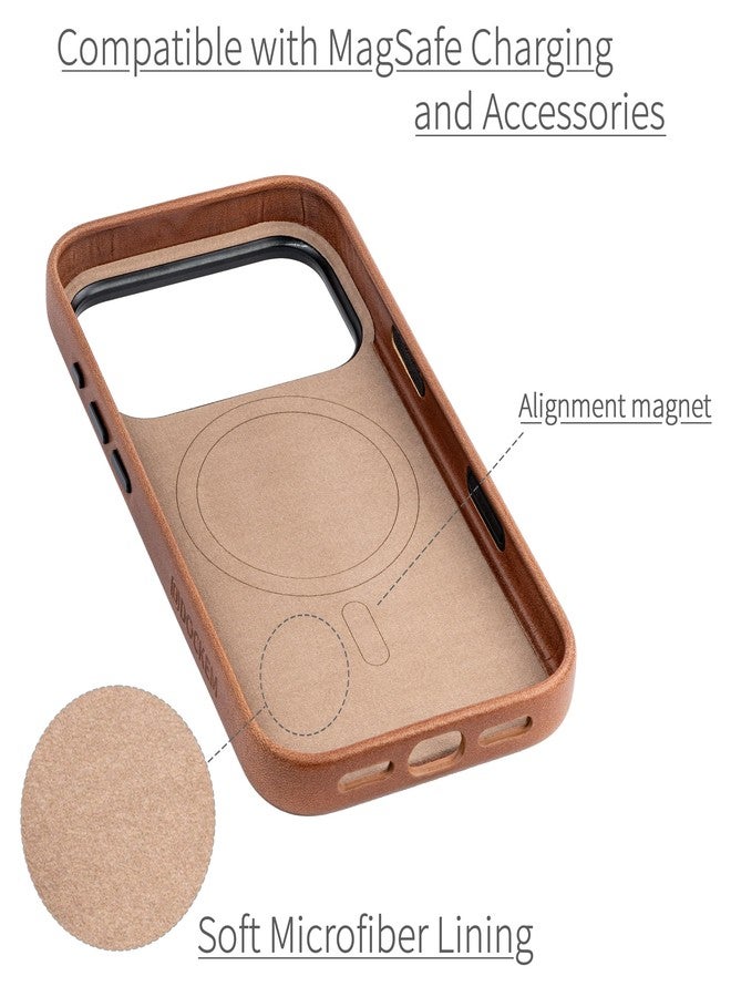 Dockem Genuine Leather Case for iPhone 17 Pro Compatible with MagSafe with Capacitive Camera Control Button (MSGL, Brown) - Image 4