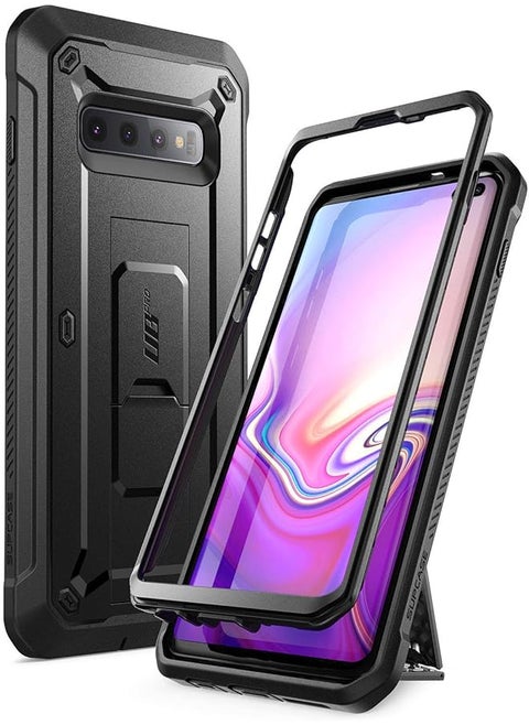 SUPCASE [Unicorn Beetle Pro Series] Case Designed For Samsung Galaxy S10 Plus (2019 Release), Full-Body Dual Layer Rugged Holster & Kickstand Case, Without Built-in Screen Protector - Black