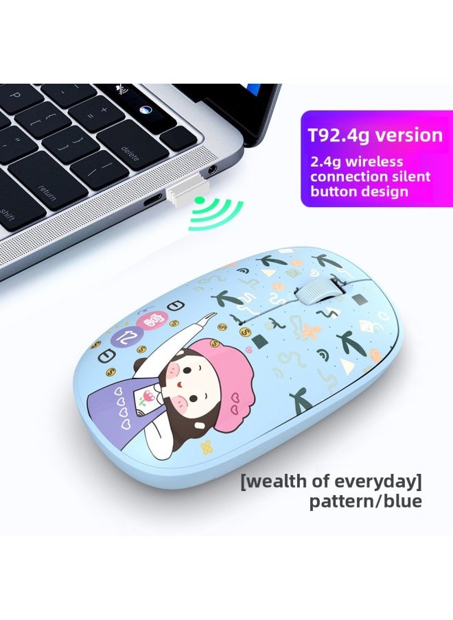Generic - Direct Bluetooth Wireless Mouse Mute Rechargeable Cartoon Cute Girl Desktop Laptop Office-Color:Bluetooth Version [full Of Vitality] Purple - Image 1