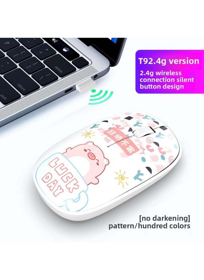 Generic - Direct Bluetooth Wireless Mouse Mute Rechargeable Cartoon Cute Girl Desktop Laptop Office-Color:Bluetooth Version [full Of Vitality] Purple - Image 1