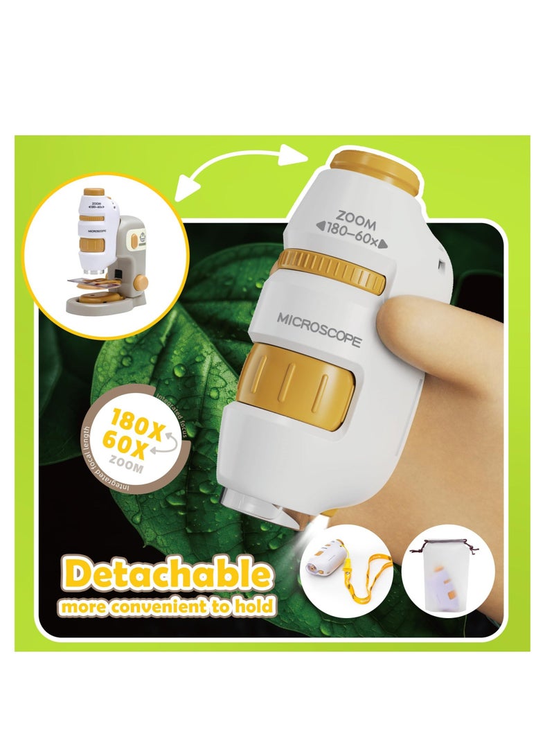 Pocket Microscope, 2 in 1 Detachable Microscope, 60-180x Mini Portable Microscope with 12pcs Specimens, Portable Handheld Microscope, for Students Adults Observation, Lab Study, STEM Educational - Image 3