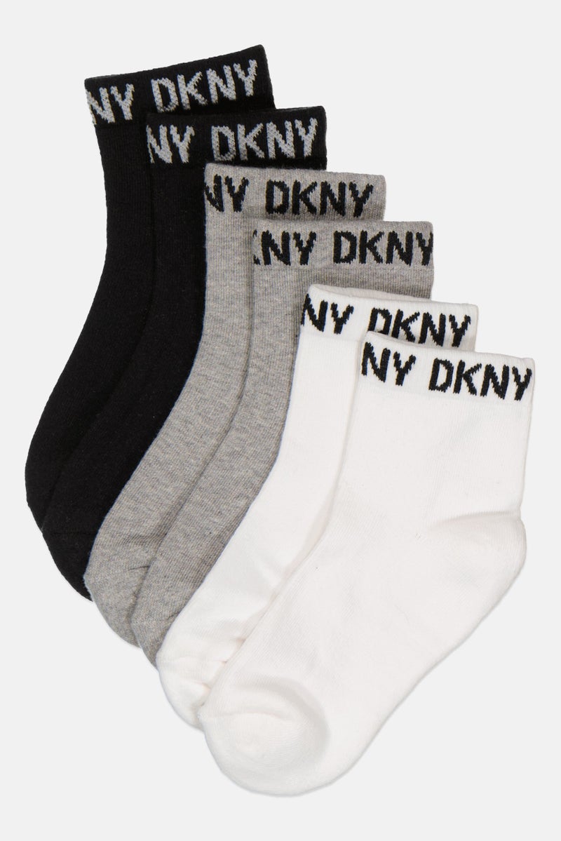 DKNY Kids Boy 6 Pair Brand Logo Ankle Socks, Multicolor - Image 3