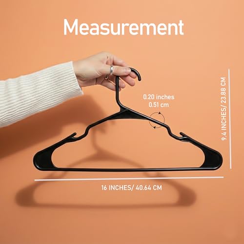Utopia Home Plastic Hangers 100 Pack Perfect Space Saving Clothes Hanger Durable and Strong Perfect Closet Organizers with Shoulder Grooves Black - Image 3
