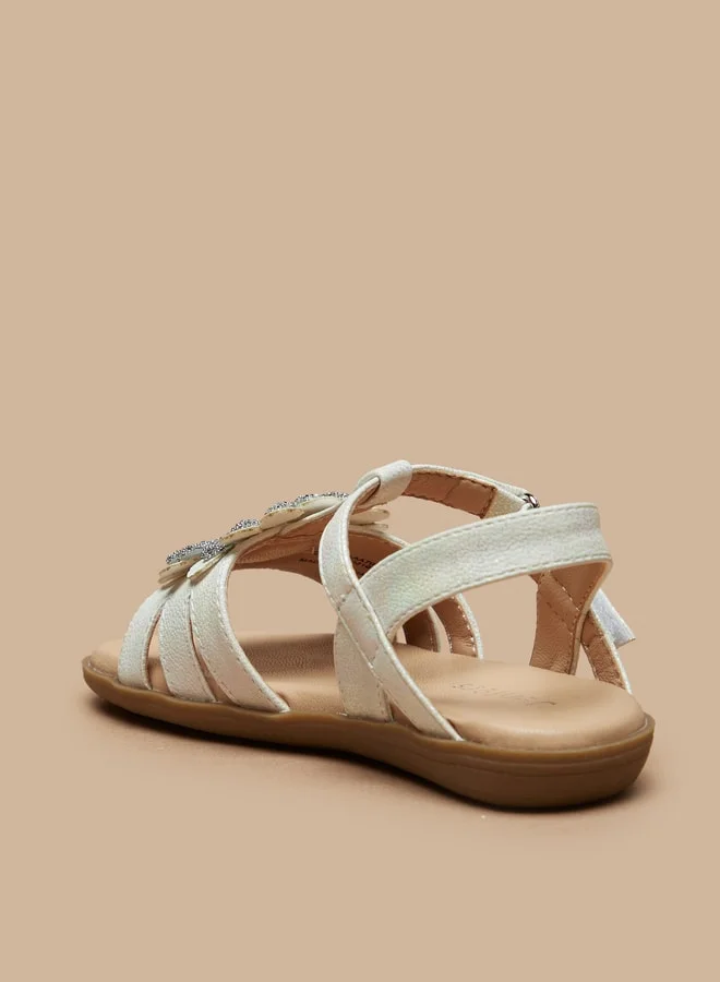 JUNIORS Girls Embellished Sandals With Hook And Loop Closure