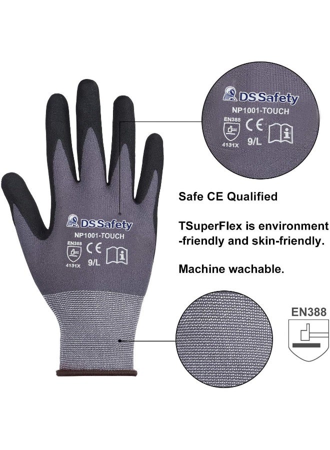 DS Safety NP1001 Safety Work Gloves Comfort Stretch Fit Power Grip Smart Touch Durable Foam Coated  - Image 2