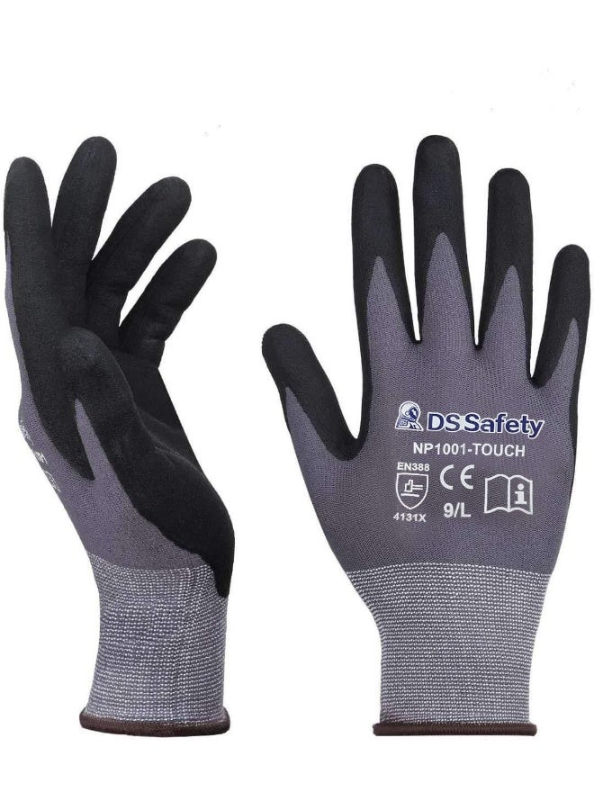 DS Safety NP1001 Safety Work Gloves Comfort Stretch Fit Power Grip Smart Touch Durable Foam Coated  - Image 1