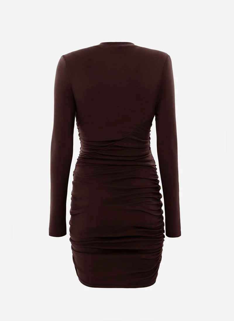 Lichi  Jersey mini dress with asymmetrical gathering at the front for Women | Best Price UAE