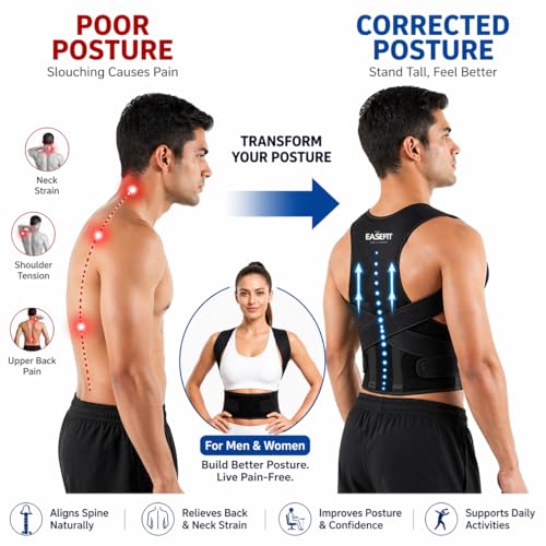 EASEFIT Posture Corrector Belt for Men & Women | Back & Shoulder Support Brace for Pain Relief | Adjustable, Breathable Back Straightener | Wear Under Clothes | Universal Fit | Made in India | 1 Year Warranty - Image 4