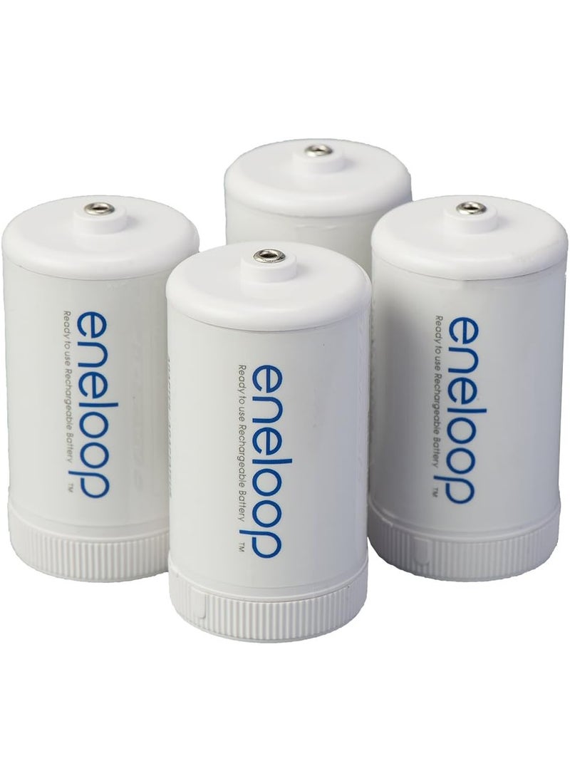eneloop Eneloop Panasonic BQBS1E4SA D Size Battery Adapters for Use with NiMH Rechargeable AA Battery Cells 4 Pack  - Image 1