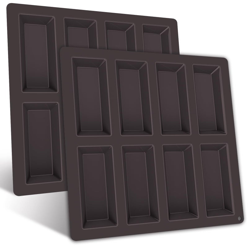 Webake Financier Cake Pan 8 Cavity Silicone Financier Mold Non Stick Muffin Pan for Biscuits Cookies Bakeware for Oven Baking 2 PCS