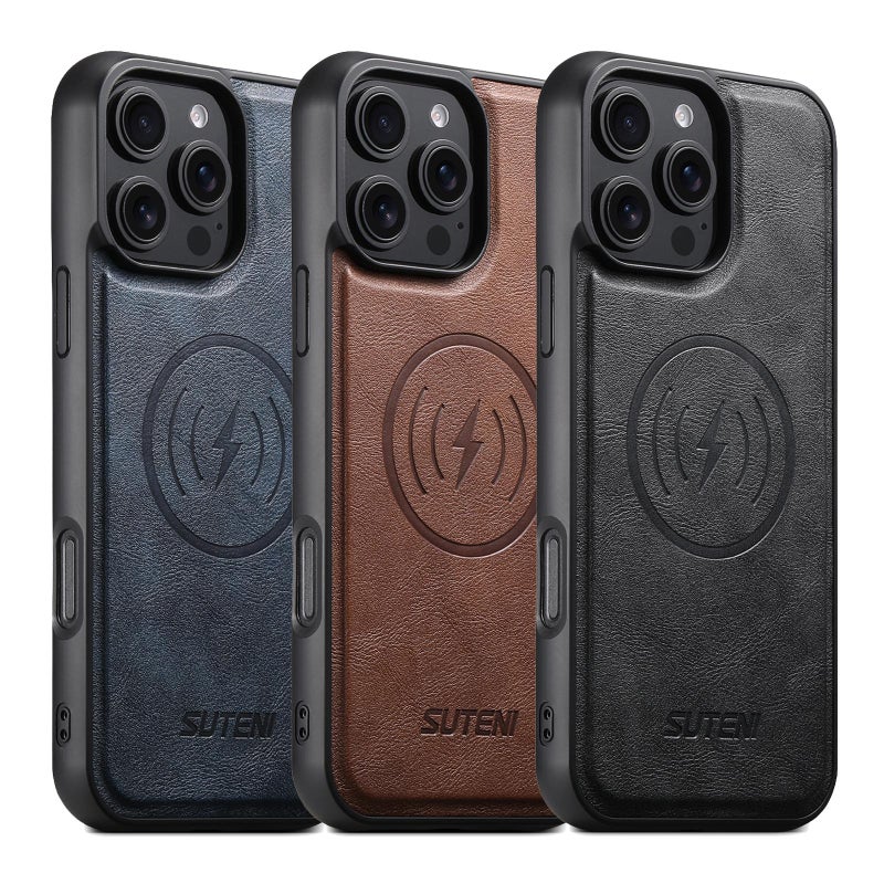 Suteni For Iphone Air G5 Cowhide Leather Magsafe Magnetic Phone Case(Brown) - Image 5