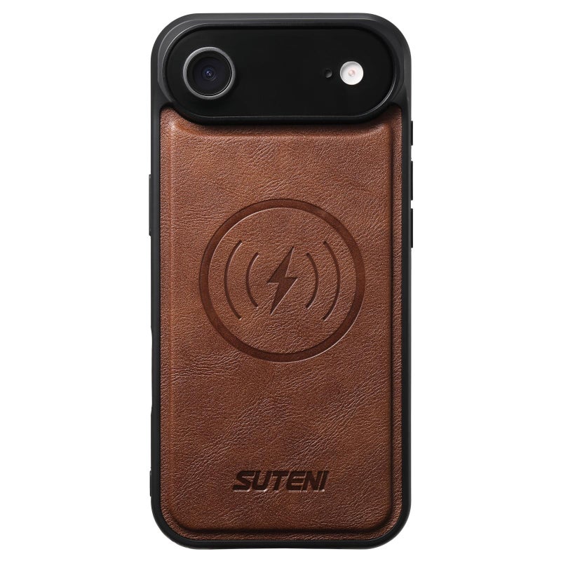 Suteni For Iphone Air G5 Cowhide Leather Magsafe Magnetic Phone Case(Brown) - Image 1