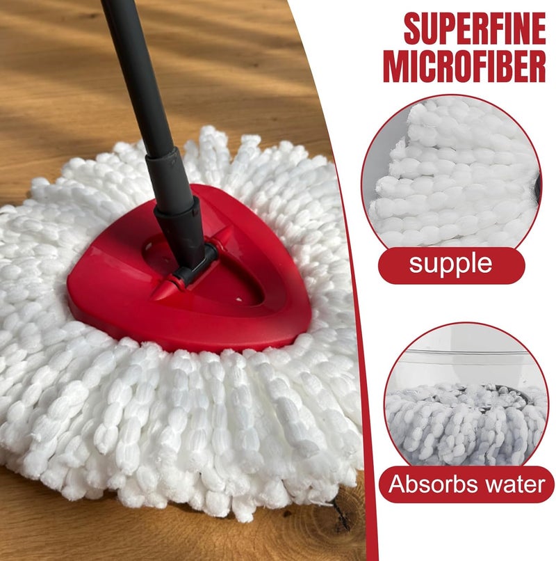 HANDRERLEE 12Pcs Spin Mop Replacement Heads, White Large 360° Easy Wring Spin Mop 100% Microfiber Refill, Easy Cleaning Spin Mop Heads, Deep Clean, Machine Washable for Easy House Cleaning Floor Mopping - Image 5