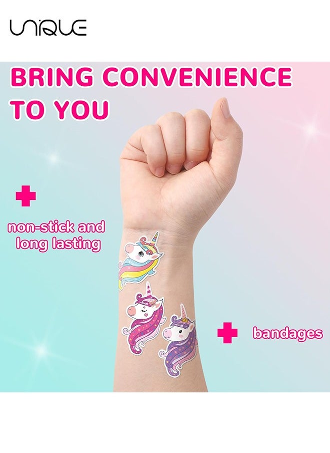 30Pcs Cartoon Bandage Strip Bandage, PE Material Hemostatic Waterproof Adhesive Bandage Strip Combo Pack, 10 Styles of Unicorn Kids Bandages，Home First Aid Bandages