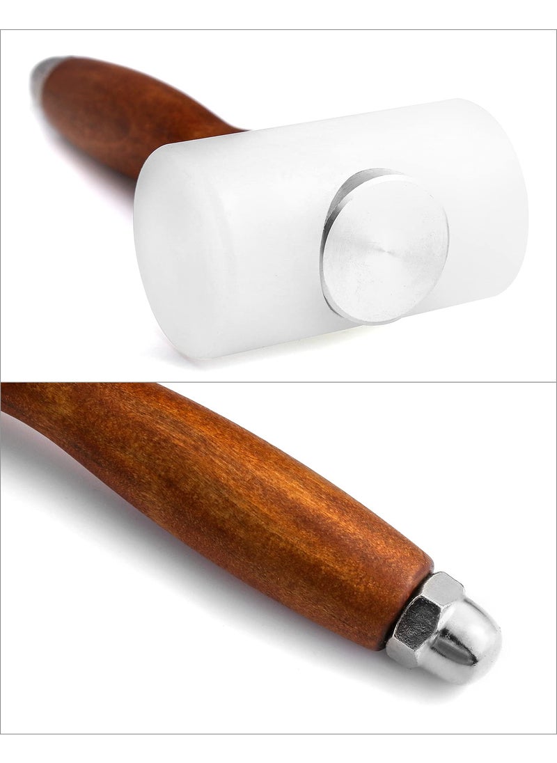 QWORK QWORK Leather Carving Hammer Mallet,DIY Leathercraft Mallet with Nylon T Head Wood Handle, Sew Leather Cowhide Tool  - Image 5