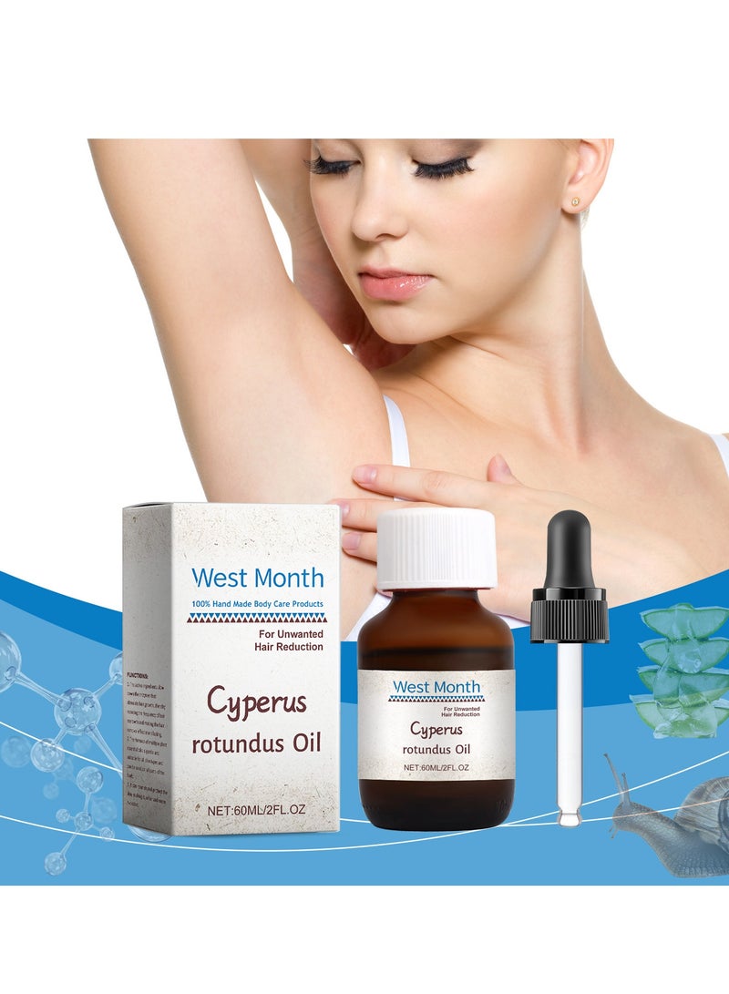 West&Month Cyperus Rotundus Oil, Cyperus Rotundus Oil For Hair Removal, Cyperus Rotundus Essential Oil, Cyperus Rotundus Oil Naturally, Organic Cypress Oil for Hair Removal (60ml) - Image 3