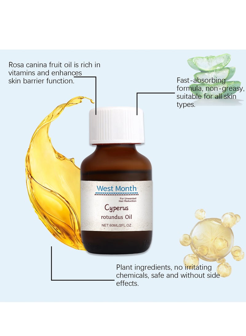 West&Month Cyperus Rotundus Oil, Cyperus Rotundus Oil For Hair Removal, Cyperus Rotundus Essential Oil, Cyperus Rotundus Oil Naturally, Organic Cypress Oil for Hair Removal (60ml) - Image 4