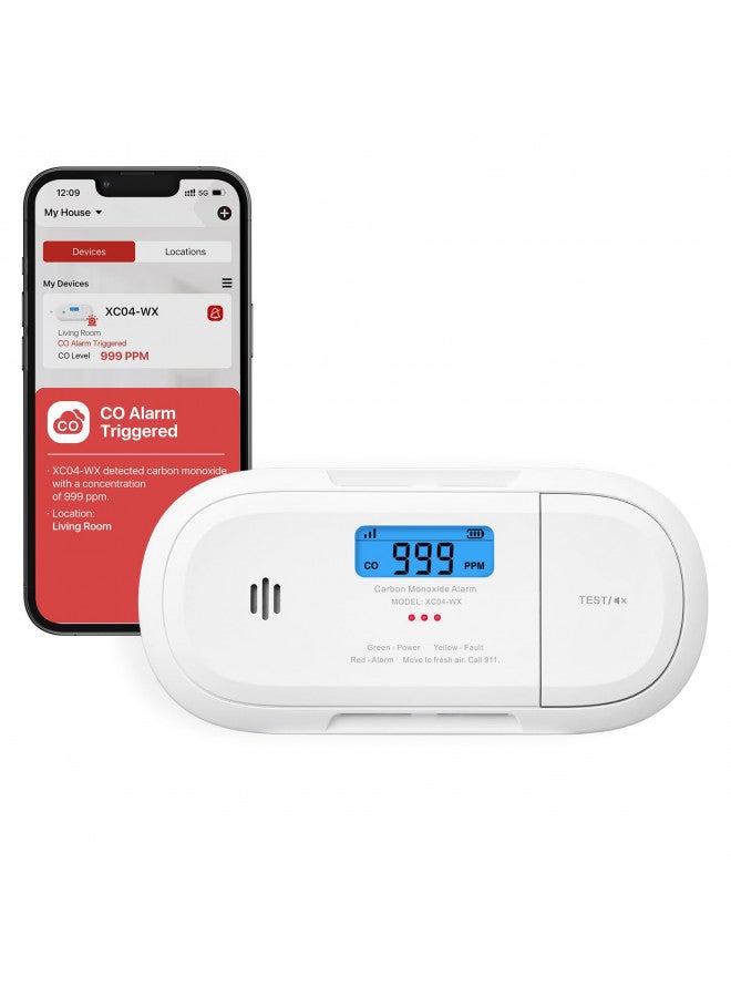 X-Sense Smart Carbon Monoxide Detector, Wi-Fi CO Detector, Real-Time Push Notifications via X-Sense Home Security App, Replaceable Battery,XC04-WX  - Image 1