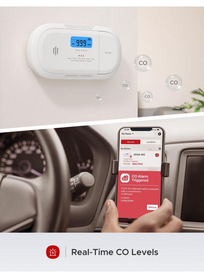 X-Sense Smart Carbon Monoxide Detector, Wi-Fi CO Detector, Real-Time Push Notifications via X-Sense Home Security App, Replaceable Battery,XC04-WX  - Image 3