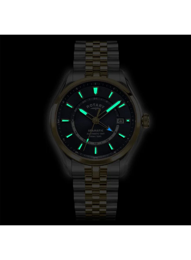 Rotary  Rotary Men's Seamatic 100 GMT 100M Water Resistance Silver & Gold Plated Stainless Steel - RGB10042/05Bracelet Watch for Men | Best Price UAE