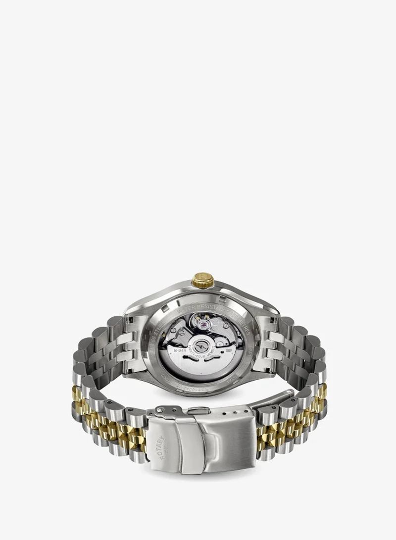 Rotary  Rotary Men's Seamatic 100 GMT 100M Water Resistance Silver & Gold Plated Stainless Steel - RGB10042/05Bracelet Watch for Men | Best Price UAE