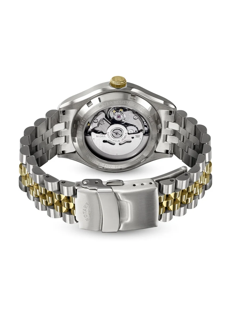 Rotary  Men's Seamatic 100 GMT Automatic Watch, 40 mm, Blue Dial, Two-Tone Steel Bracelet for Men | Best Price UAE