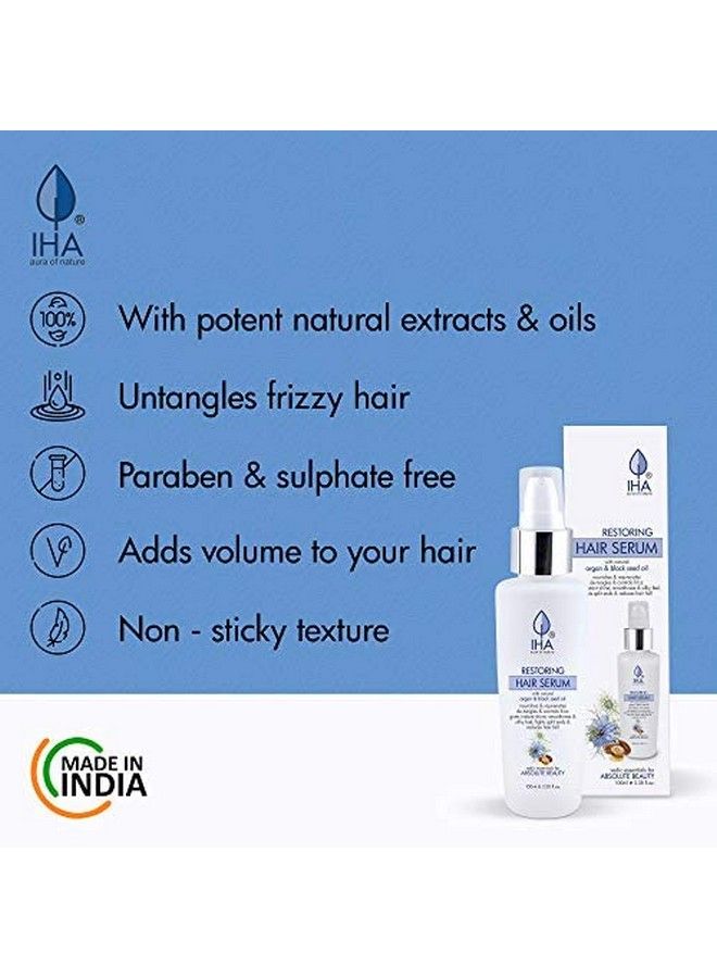 IHA Herbal Hair Serum For Silky And Smooth Hair Enriched With Argan And Black Seed Oil Anti Frizz And Anti Tangle Hair Serum Oil Natural Hair Moisturizing Serum For Men And Women 100 Ml  - Image 3