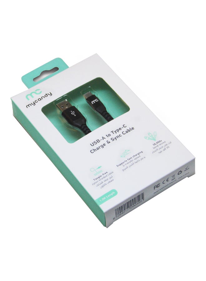 ماي كاندي كابل شحن ومزامنة بيانات من USB A إلى Type C أسود - Image 4