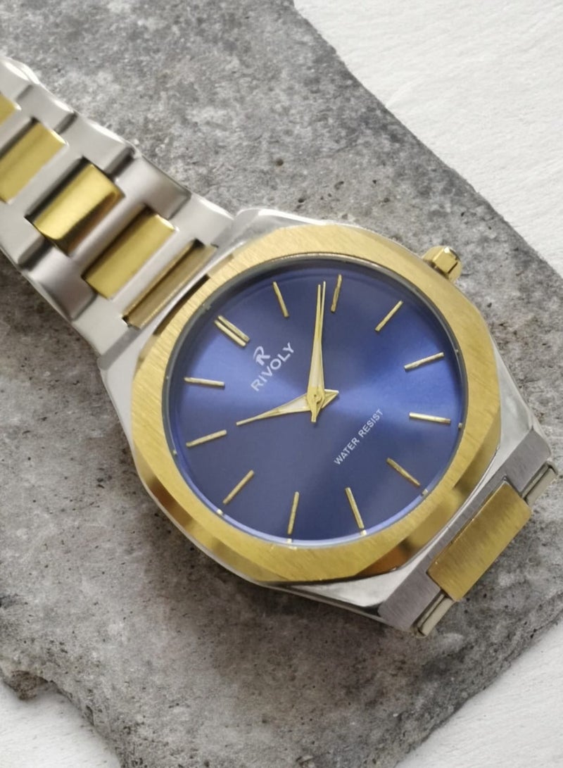 ريفولي ساعة يد للرجال من الستانلس ستيل بعرض انالوج وحركة كوارتز ، سهلة القراءة بتصميم عصري مقاوم للماء، ساعة يد كلاسيكية فاخرة بواجهة كبيرة - Image 2