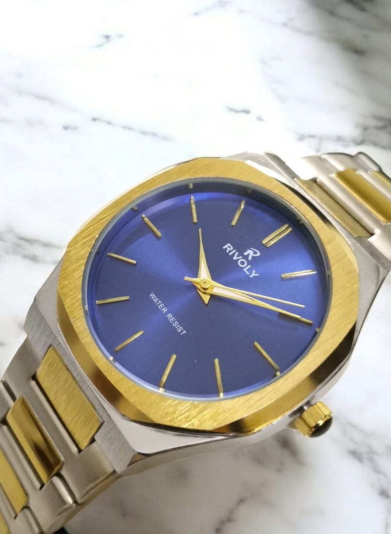 ريفولي ساعة يد للرجال من الستانلس ستيل بعرض انالوج وحركة كوارتز ، سهلة القراءة بتصميم عصري مقاوم للماء، ساعة يد كلاسيكية فاخرة بواجهة كبيرة - Image 3