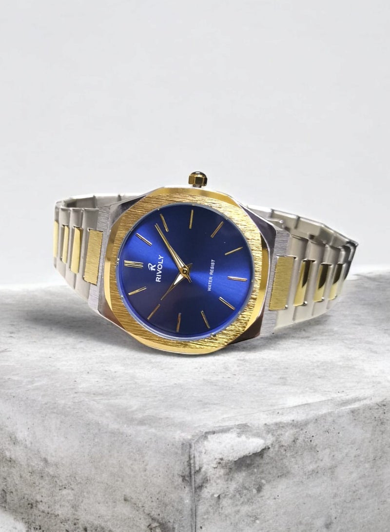 ريفولي ساعة يد للرجال من الستانلس ستيل بعرض انالوج وحركة كوارتز ، سهلة القراءة بتصميم عصري مقاوم للماء، ساعة يد كلاسيكية فاخرة بواجهة كبيرة - Image 4