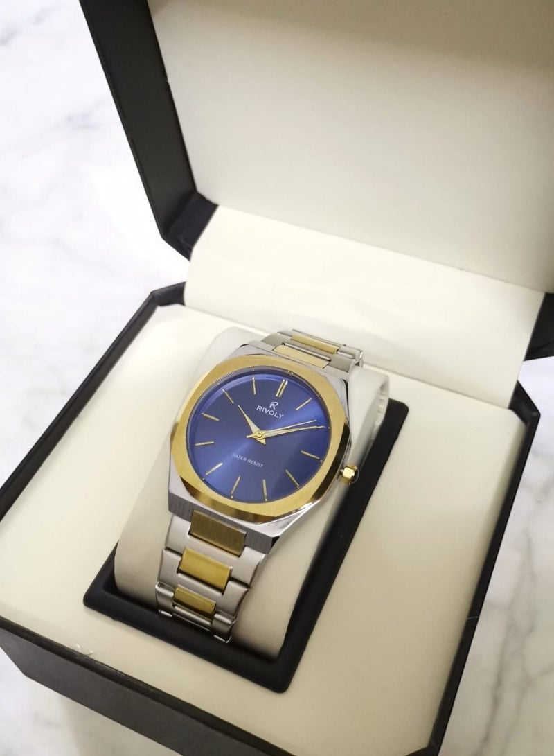 ريفولي ساعة يد للرجال من الستانلس ستيل بعرض انالوج وحركة كوارتز ، سهلة القراءة بتصميم عصري مقاوم للماء، ساعة يد كلاسيكية فاخرة بواجهة كبيرة - Image 5