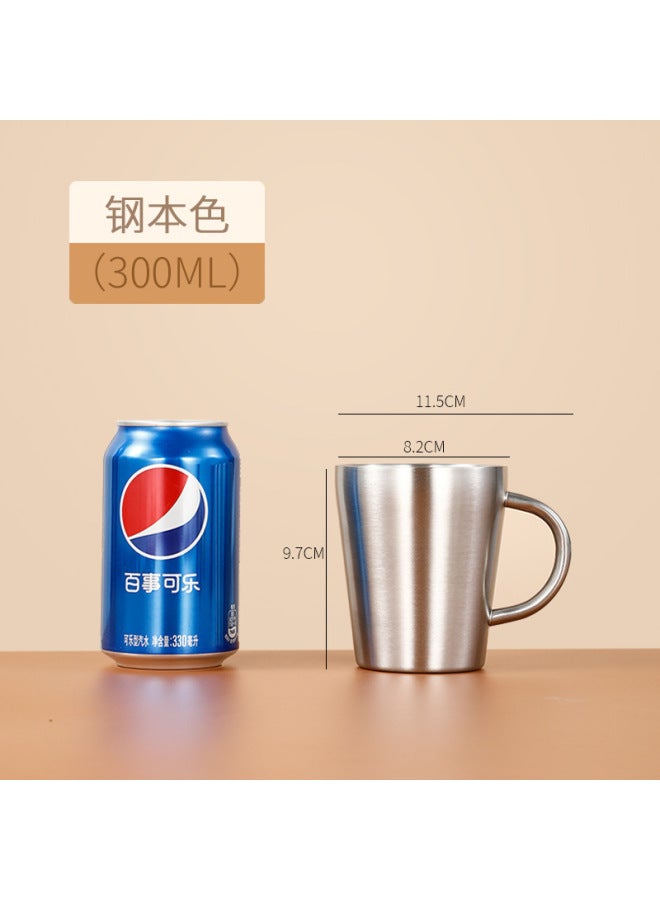 304 Double-layer Stainless Steel Water Cup With Handle, Milk Coffee Cup, Beer Cup, Household Breakfast Mug, Nordic Style
