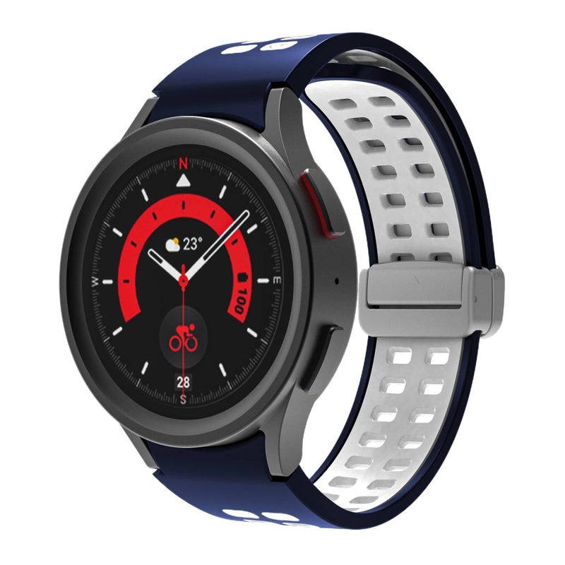 سوار ساعة ذكية باللون أسود قابل للتعديل رياضي من السيليكون متوافق مع Samsung Galaxy Watch 5 Pro بملاءمة قابلة للتعديل وحزام ناعم للاستبدال اليومي - Image 5