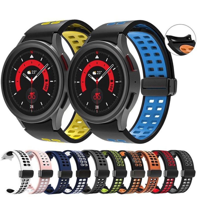 سوار ساعة ذكية باللون أسود قابل للتعديل رياضي من السيليكون متوافق مع Samsung Galaxy Watch 5 Pro بملاءمة قابلة للتعديل وحزام ناعم للاستبدال اليومي - Image 1