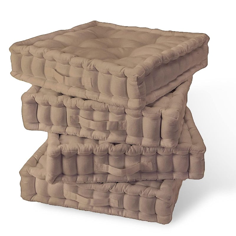 Encasa XO وسادة أرضية مربعة 40x40x8 سم | قماش مصبوغ صلب | وسادة كرسي مملوءة بالألياف الدقيقة ناعمة ومريحة للجلوس، التأمل، اليوغا | وسادة مقعد كبيرة للأرض، للاستخدام الداخلي/الخارجي - Image 5