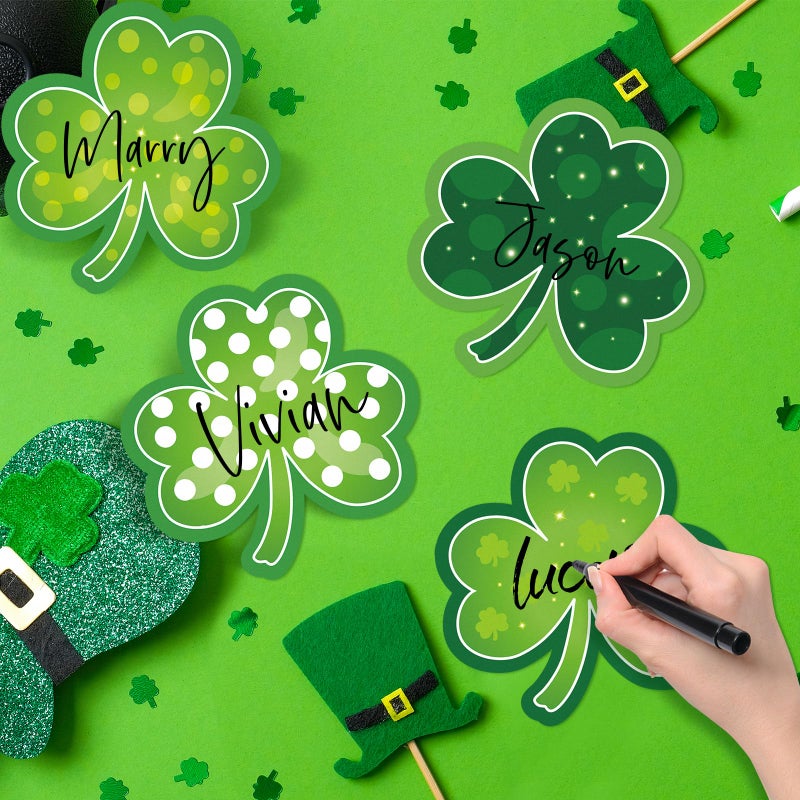 Hedeey Shamrocks Clover Cutouts for Classroom Bulletin Board Decorations,Large St. Patrick's Day Shamrock Paper Cutouts for School Office Ireland Party Supplies (6 x 6 Inch,40 Pcs) - Image 5
