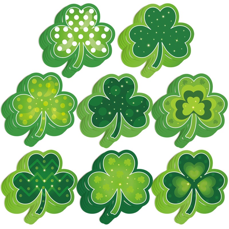 Hedeey Shamrocks Clover Cutouts for Classroom Bulletin Board Decorations,Large St. Patrick's Day Shamrock Paper Cutouts for School Office Ireland Party Supplies (6 x 6 Inch,40 Pcs) - Image 1